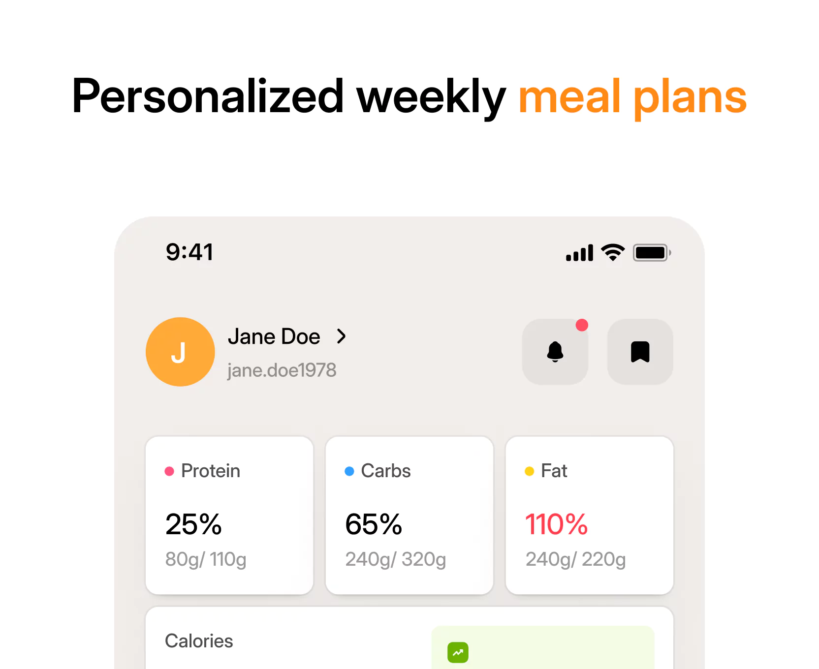 Personalized weekly meal plans